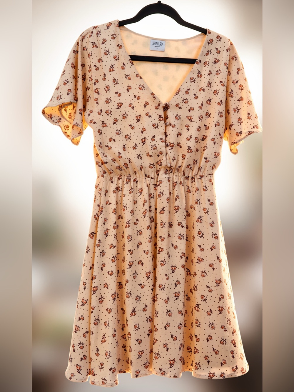 NWOT Sienna Sky Cream Floral Button Mini Dress